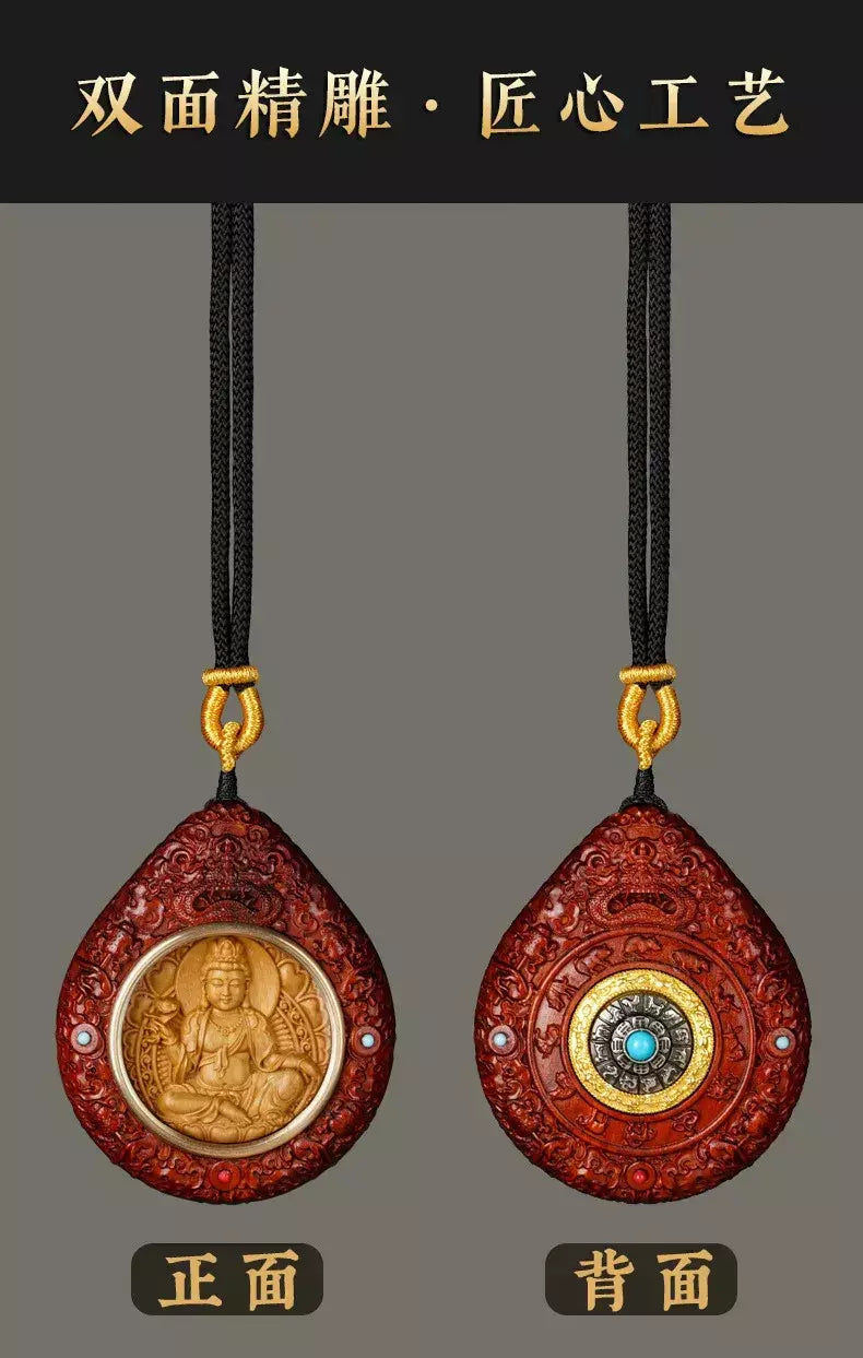 Pingente de mogno natural esculpido à mão, high-end, zodíaco, oito tesouros, vida sagrada, amuleto, colar, carro, pendurado, amitabha, cachorro, porco