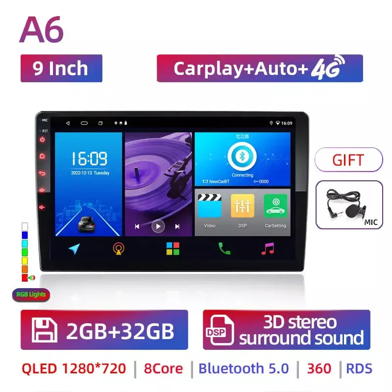 Android 13 2 din rádio do carro carpla auto 7 9 10 13.1 Polegada universal wifi gps áudio reprodutor multimídia para nissan toyota kia honda