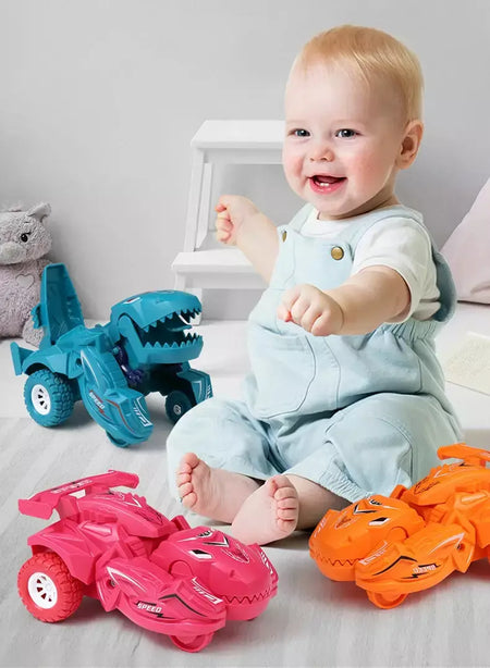 Modelo de carro de deformação de dinossauro 2 em 1, brinquedo para meninos, ação de um passo, transformação de colisão, mini veículos, presente de brinquedo para crianças