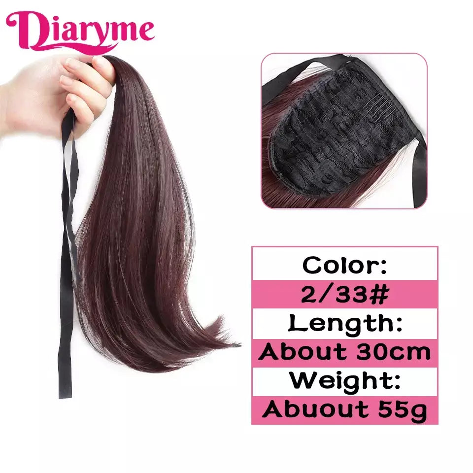 Extensões sintéticas longas do cabelo do rabo de cavalo para mulheres, preto, marrom, reistan do calor, rabo de pônei, cabelo falso, grampo no hairpiece