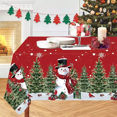 Toalha de mesa Merry Christmas Snowman para decoração de casa, toalha de mesa, inverno, ano novo, 2022, 2024