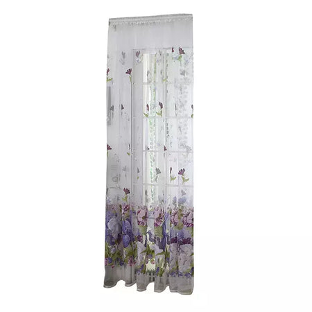 Tule Floral em Cortinas Puras, Tratamento Janela, Painel Persianas, Sala de estar, Quarto, Cozinha, Sombra, Roxo, Peônia
