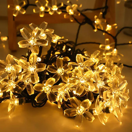 Led solar luzes da corda flor de cerejeira guirlanda luzes ao ar livre solar jardim pátio decoração luzes natal festa de casamento decoração