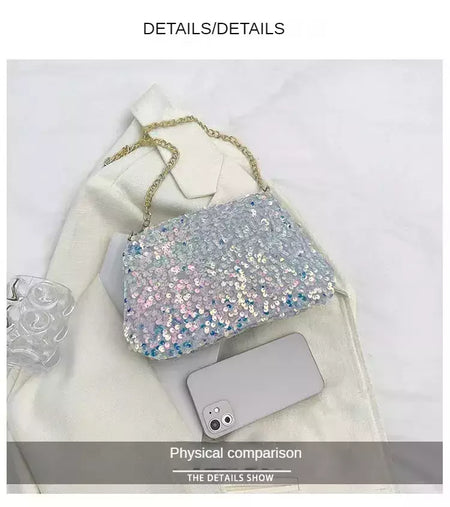 Lantejoulas crossbody saco de corrente simples ins cor sólida lantejoulas bolsa de ombro axilas bolsa de telefone noite sacos de embreagem bolsa