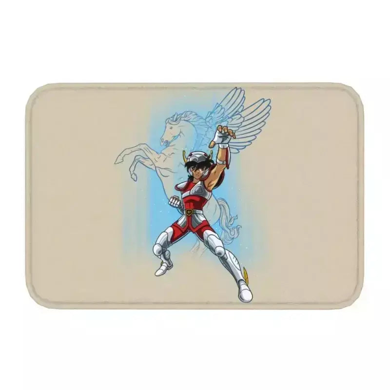 Personalizado cavaleiros do zodíaco saint seiya pegasus fantasia capacho tapete antiderrapante banheiro cozinha garagem tapete 40*60cm