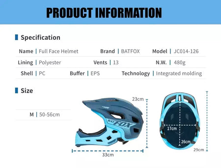 Batfox crianças rosto cheio capacete da bicicleta destacável downhill crianças ciclismo motocicleta skate esportes corrida capacete de bicicleta