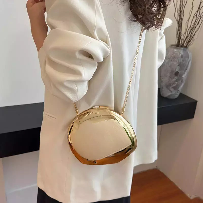 Bolsa de estilingue crossbody para mulheres, bolsas douradas, embreagem noturna, marca de luxo, trend party, 2022, 2024