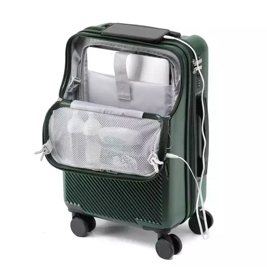 Bagagem de Trolley de Abertura Frontal com Senha, Mala de Viagem, Carry on Bagag