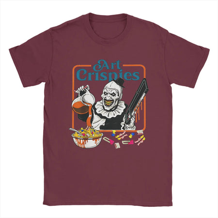 Arte Crispies Terrifier Horror Halloween Filme Homens Camiseta Incrível Camisetas Manga Curta O Pescoço Camisetas 100% Algodão 6XL Tops