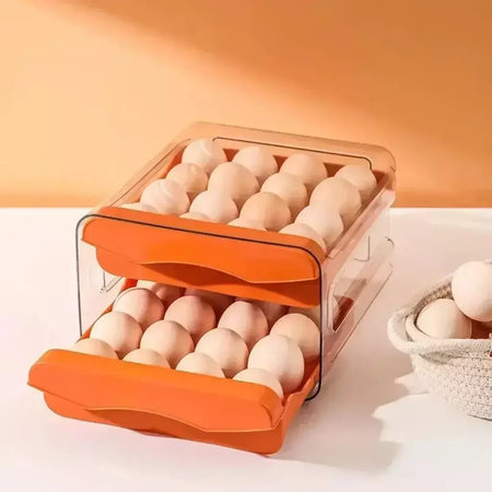 Rolagem automática ovo rack geladeira ovos caixa de armazenamento titular caixa de armazenamento ovo dupla camada gaveta-tipo caixa de ovos cozinha