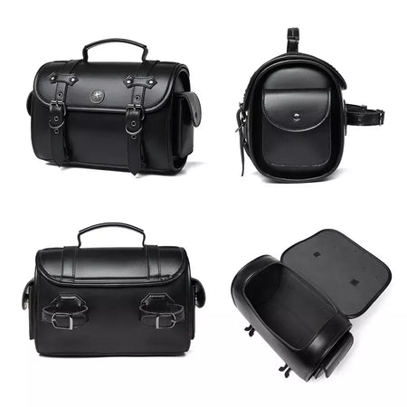 Alforje universal preto para motocicleta, bolsa lateral de grande capacidade, ferramenta de armazenamento para harley, bolsa modificada à prova d'água