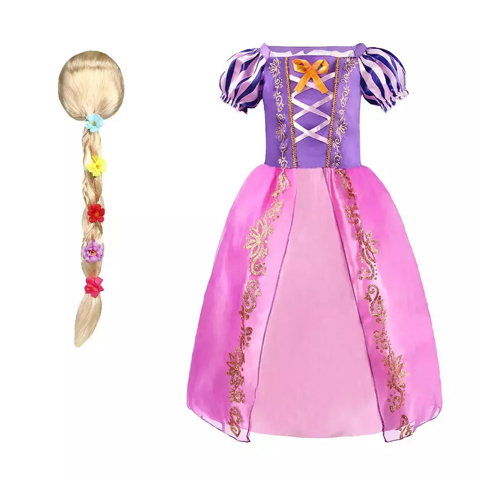 Crianças rapunzel vestido crianças festa emaranhado traje meninas verão aniversário fantasia cosplay carnaval roupas de halloween 3-8 anos