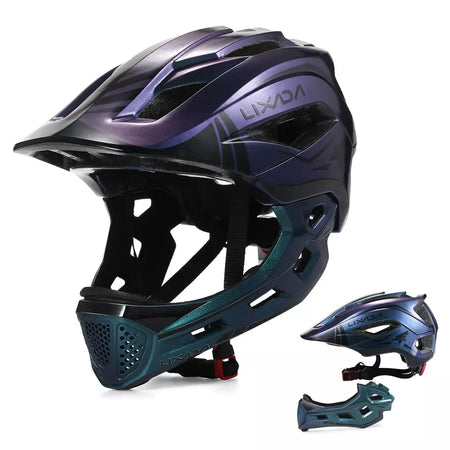 Lixada crianças 2-em-1 destacável capacete facial completo crianças esportes capacete de segurança da bicicleta equipamentos de proteção crianças capacete de ciclismo