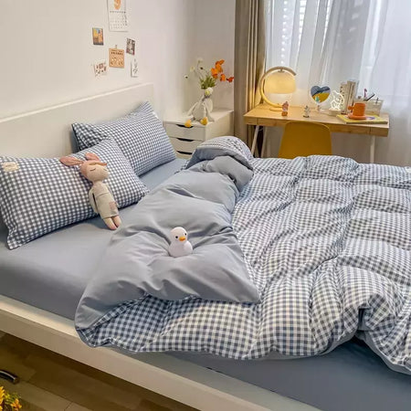 Preto branco pequenos verifica impresso conjunto de cama floral capa edredão fronha conjunto cama folha colcha único rainha rei tamanho