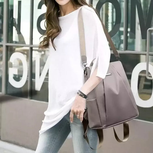 Mochila de nylon multifuncional para mulheres, bolsa escolar casual para meninas, alça destacável, bolsa de ombro de viagem, cor sólida, nova moda