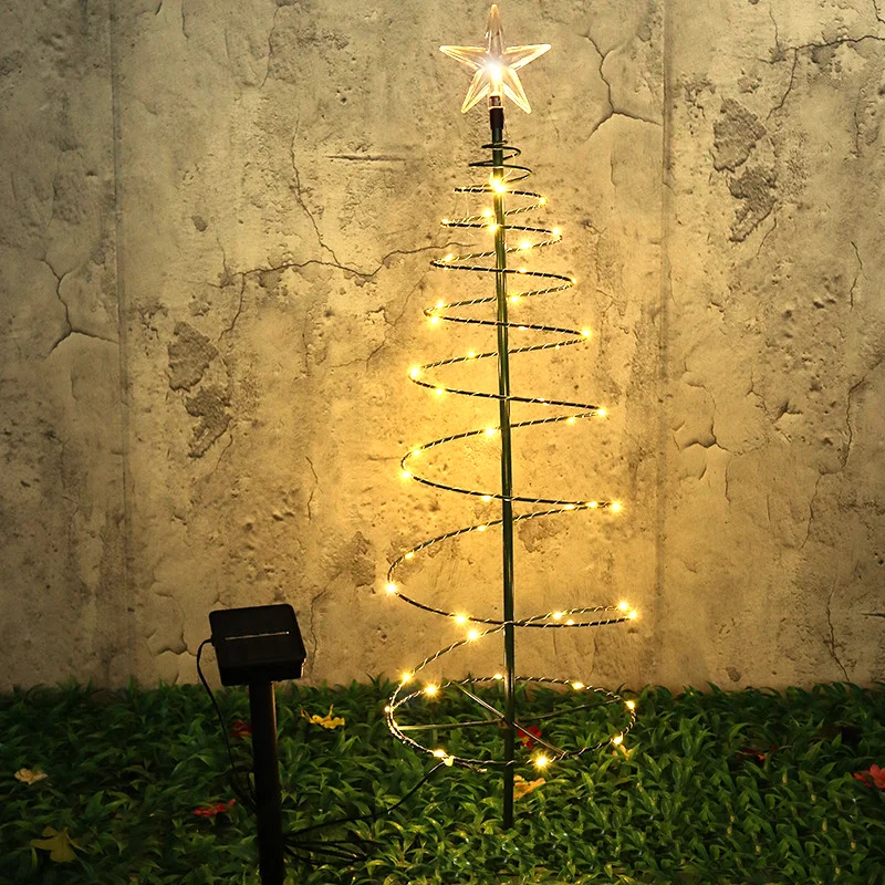 Natal luz solar led luminosa árvore de natal ornamento ao ar livre à prova dwaterproof água lâmpada decorativa corda festival decorações do jardim