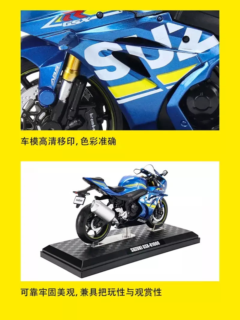 Cca 1:12 suzuki GSX-R1000 liga motocross licenciado modelo de motocicleta brinquedo carro coleção presente produção estática fundição