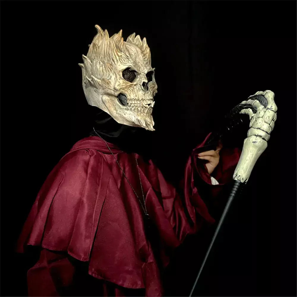 Máscara de esqueleto de demônios de Halloween assustador ossos antigos crânio meia máscara facial máscara skinny de adereços de terror sombrios