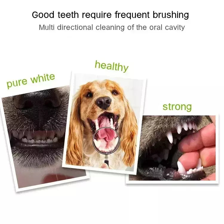 Escova de dentes de plástico para animais de estimação, 3 lados, remoção de tártaro, mau hálito, limpeza de boca, cuidados dentários para animais de estimação, boca de limpeza de gato