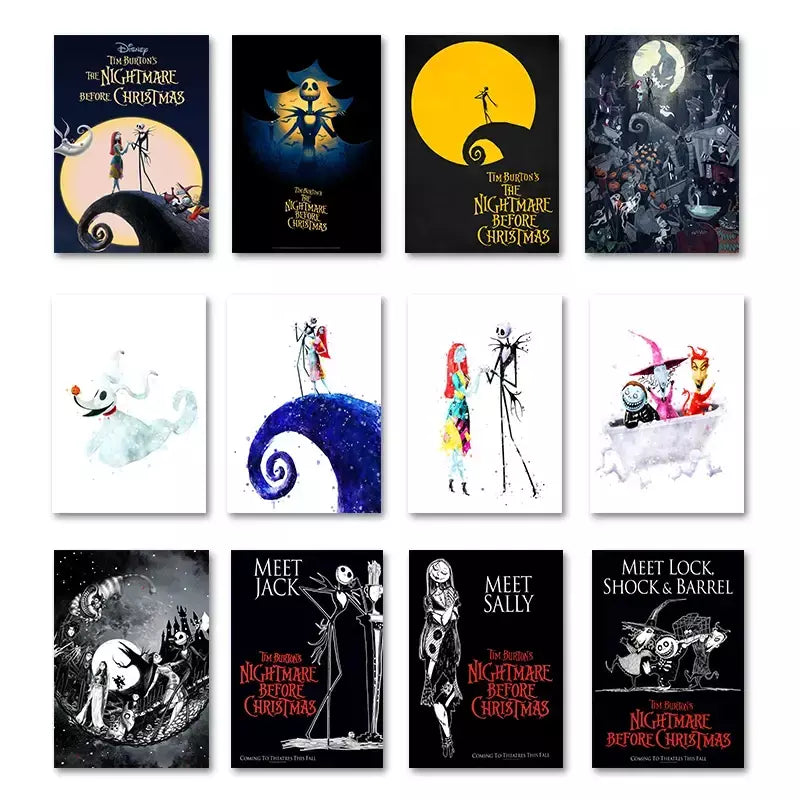 Filme clássico o pesadelo antes do natal anime figura jack poster impressões pintura em tela arte da parede fotos decoração do quarto casa