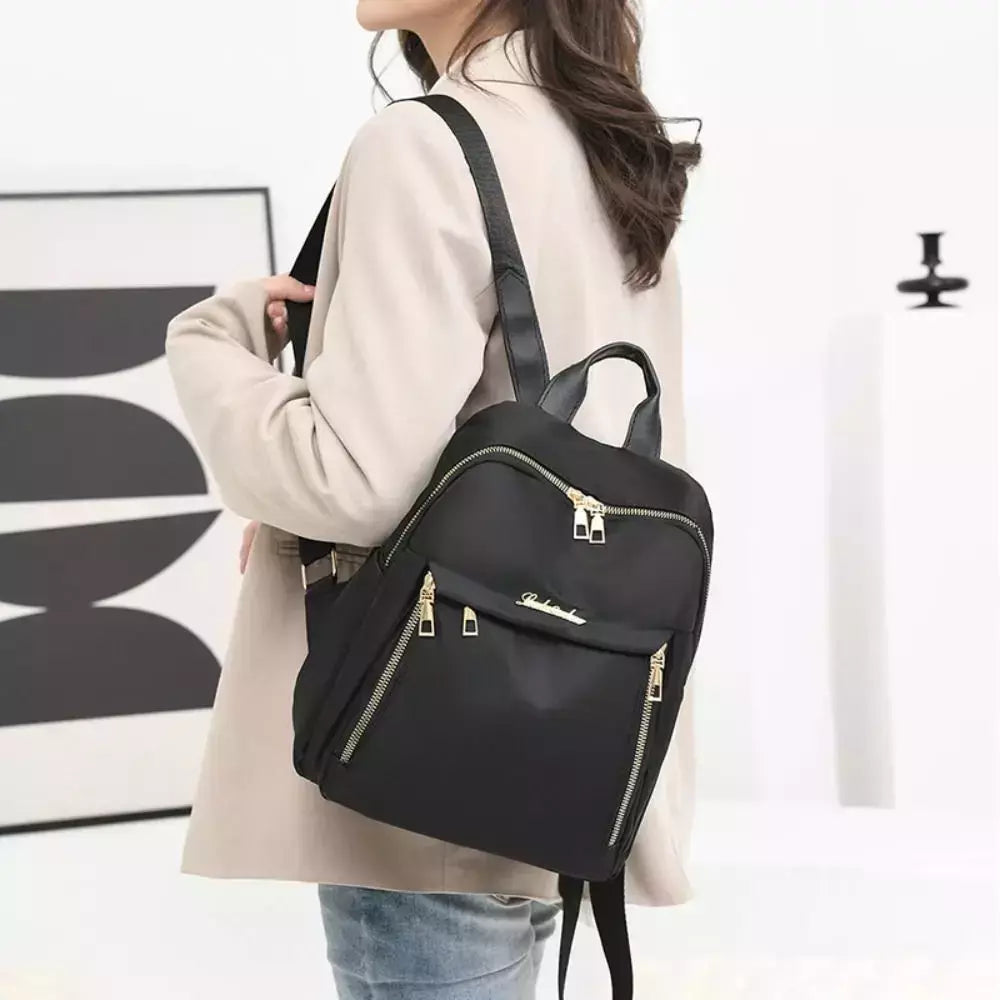 Simples Preto Grande Capacidade Mochilas para Mulheres, Bolsa de Viagem, Sólida Harajuku Student Schoolbag, Mochila Oxford, Unisex Bags