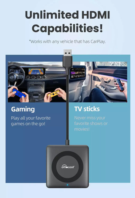 Otocast carro tv mate com fio para adaptador carplay sem fio android auto hdmi multimídia conversor de vídeo para tv varas caixa de jogo telefone
