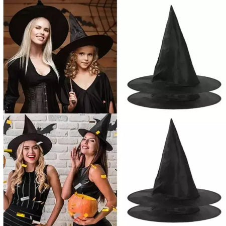Chapéu de bruxa preto e branco para Halloween, festa em casa, decorações penduradas, adereços cosplay, favor do festival, chapéus mágicos, brinquedos infantis
