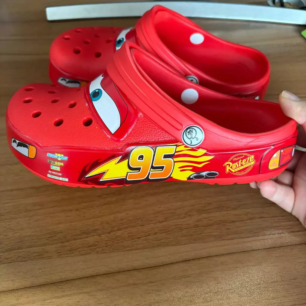 Disney mcqueens pixar dos desenhos animados sólido à prova dwaterproof água chinelos ao ar livre sandálias de areia casual respirável tornozelo-envoltório eva sapatos adultos presentes