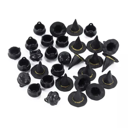 10 pçs halloween bruxa chapéu decorações chapéus em miniatura caldeirão potes chaleira ornamento festa de halloween decoração para casa diy artesanato