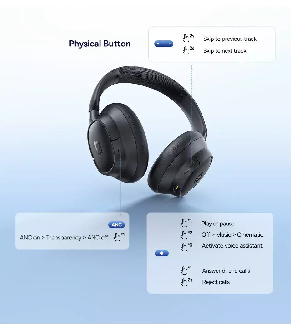 Baseus EH10 NC ANC Fones de ouvido sem fio 45dB Fones de ouvido híbridos adaptativos com cancelamento de ruído Hi-Res LDAC Fone de ouvido Bluetooth 6.0 80 horas