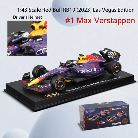 Bburago 1:43 2024 RB20 F1 Red Bull Racing TAG Heuer 2023 RB19 Miami # 1 Verstappen # 11 Brinquedo modelo fundido para carro em liga Perez