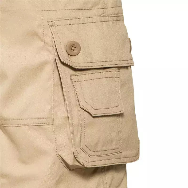 Shorts de praia largas para homens, macacão de bolso múltiplo, calça níquel confortável de algodão para o verão, esportes casuais ao ar livre