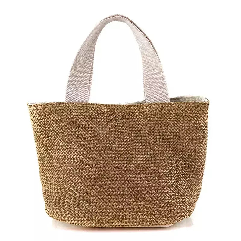 Fsafashion-bolsa de tecido palha para mulheres, bolsa casual para férias, bolsas com alça superior, bolsas de ombro retrô artesanais, moda feminina, 2024