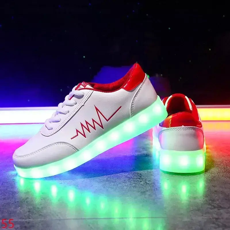 Maogu 2024 adulto unissex das mulheres dos homens criança tênis luminosos brilhante carga usb meninos led colorido light-up sapatos meninas calçados