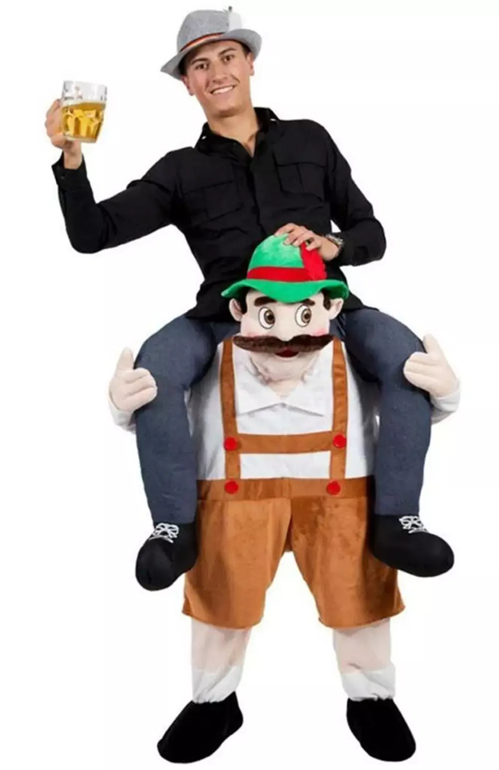 Adulto Halloween Cosplay Trajes para homens e mulheres, Ride On Me Mascote, Carry Back, Calças de animais engraçados, Perna falsa, Festa de Natal