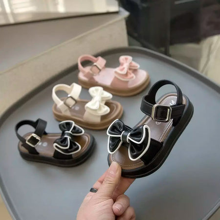 Meninas princesa sandálias de verão crianças verão sapatos de praia sapatos de dedo do pé aberto moda bowknot casual meninas sandálias sapatos de verão
