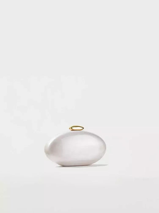 Saco de embreagem acrílico em forma de ovo para mulheres, bolsa de casamento, festa noturna, marfim bonito, cor pérola, bolsa, verão, novo, 2024