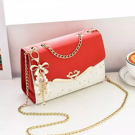 Lantejoula embelezada PU poliéster bolsa crossbody para senhoras, bolsa de ombro pequena, pingente cruz quadrada borla, moda na moda