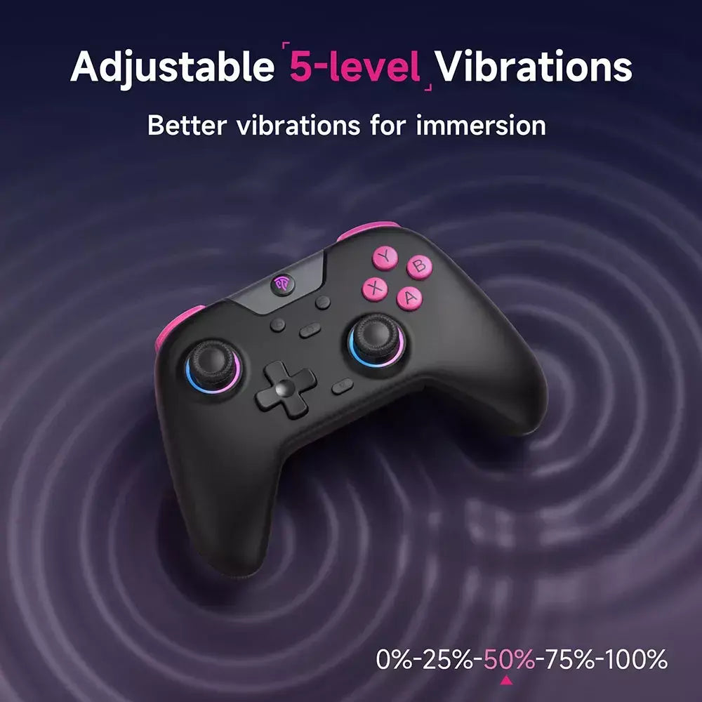 Controlador de jogos sem fio EasySMX X05 Bluetooth Gamepad compatível com PC/Switch/Telefone/TV/Steam, efeito Hall RGB, preto