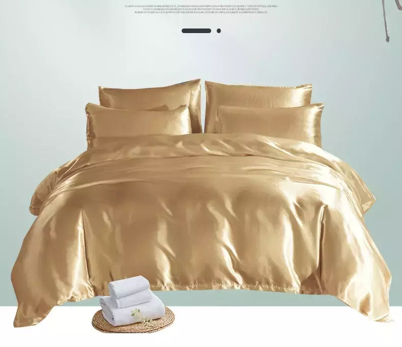 Luxo Satin Bedding Set Capa de edredão com fronha Estilo Europeu King Queen Size Confortável Bed Set Covers Folha de linho