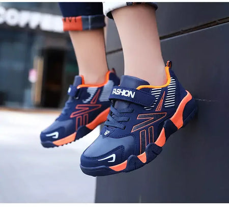 Quatro estações de couro crianças sapatos antiderrapantes ao ar livre tênis caminhada casual meninos esporte tênis tamanho 28-39