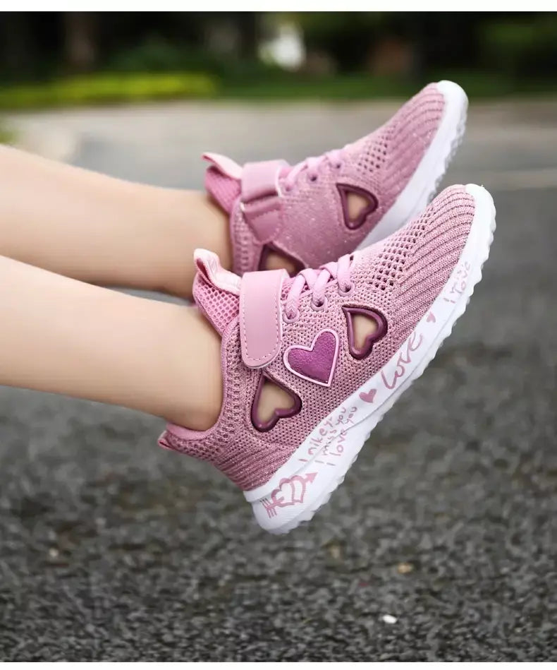 Meninas sapatos casuais luz malha tênis crianças verão primavera outono tenis bonito esporte dos desenhos animados feminino correndo meia calçado