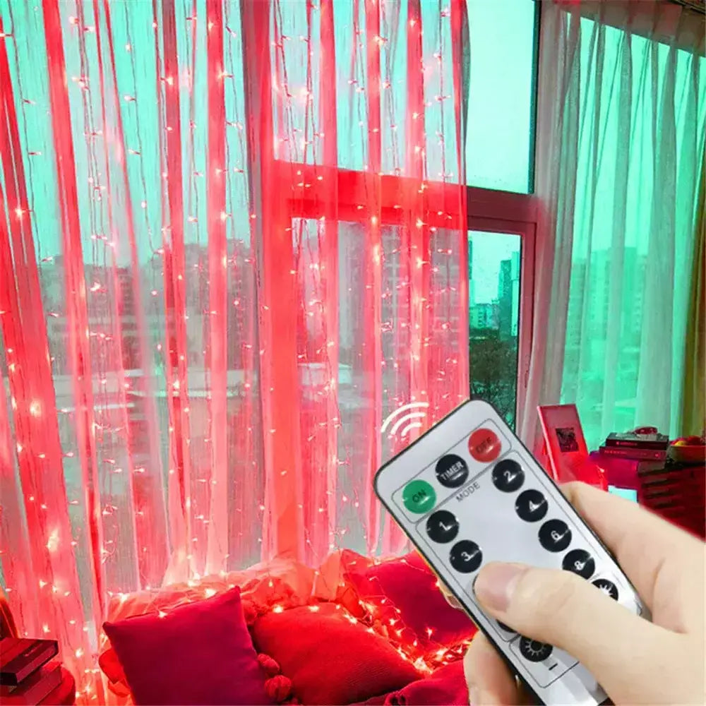 Natal usb cortina corda luzes de fadas 8 modo 6/3m led guirlanda remoto para festa jardim casa decoração casamento ano novo 2025