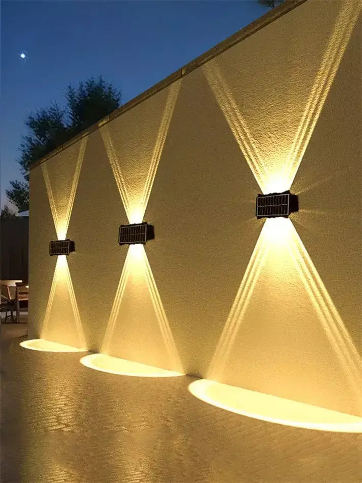 Lâmpada de parede solar ao ar livre led luz solar à prova dwaterproof água para cima e para baixo iluminação luminosa quintal decoração do jardim luzes movidas a energia solar