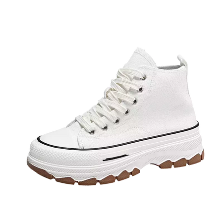 Tênis casual de cano alto para mulheres, com cordões, lona de altura da plataforma, antiderrapante, resistente ao desgaste, sapatos femininos vulcanizados, primavera, 2024