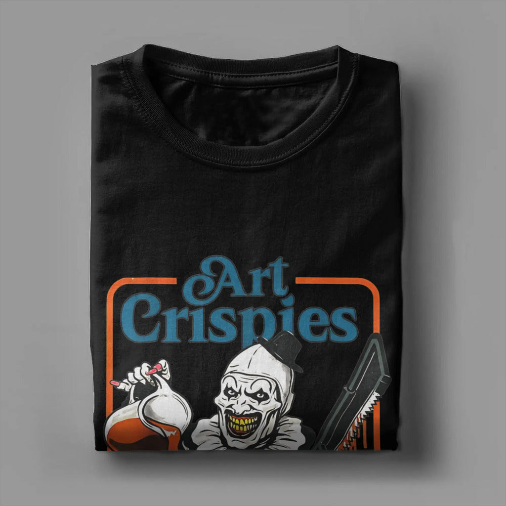 Arte Crispies Terrifier Horror Halloween Filme Homens Camiseta Incrível Camisetas Manga Curta O Pescoço Camisetas 100% Algodão 6XL Tops