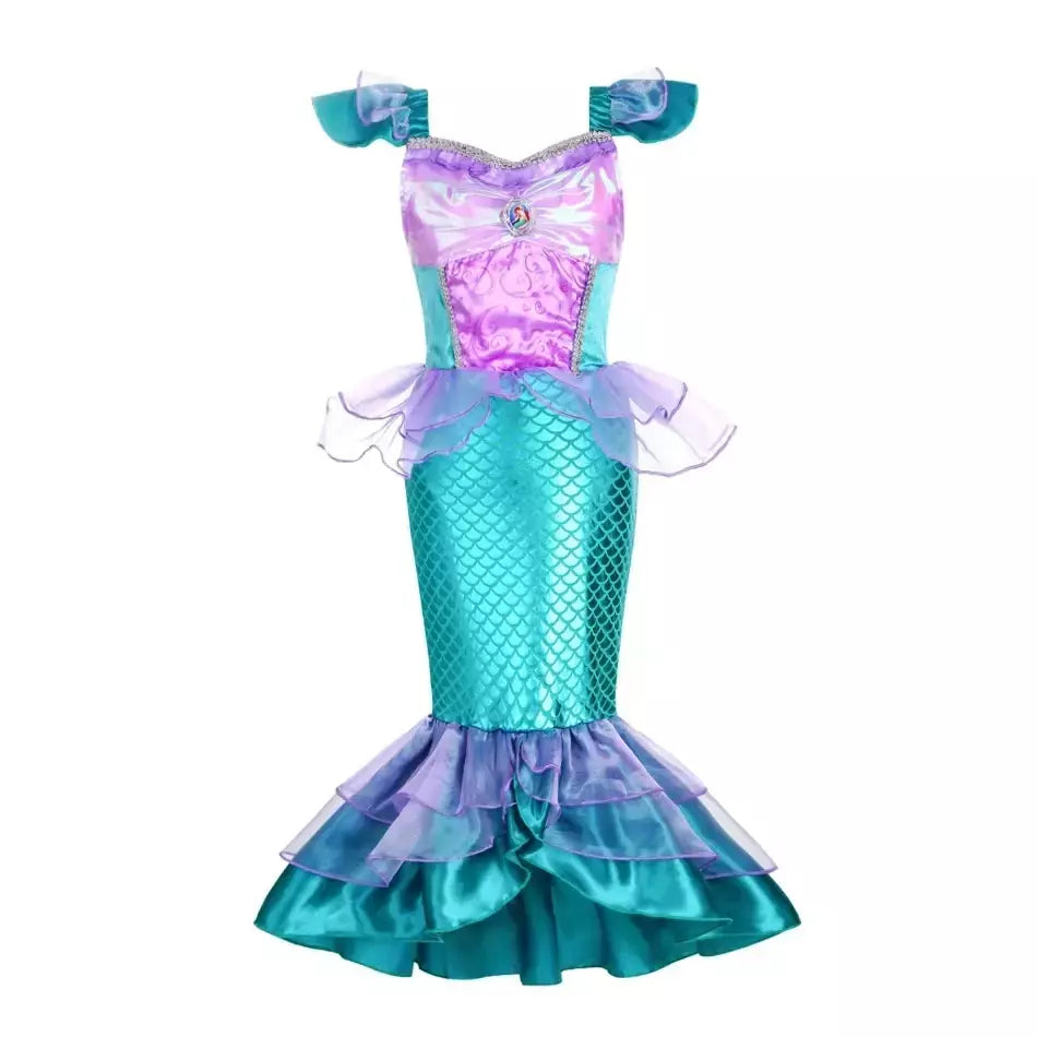 Sereia vestido de festa de aniversário verão menina sereia traje carnaval anime cosplay outfits 2-10 anos crianças fantasia disfarce vestido de baile