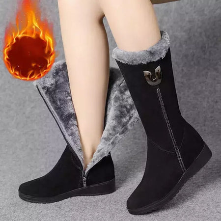 Botas de inverno de alta qualidade botas de inverno para mulheres 2022 botas de inverno para mulheres grossas meados de bezerro de pelúcia botas planas de neve zip moda botas de mujer
