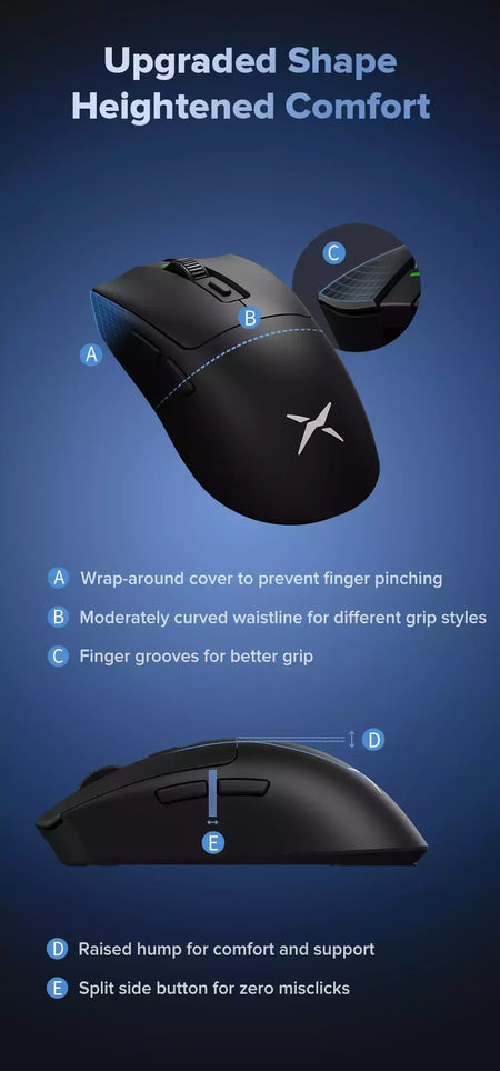 Delux-M600 Mouse sem fio para jogos, Macro Mice recarregável para PC Gamer, leve, conexão de modo duplo, 2.4G, 49g, PMW3325