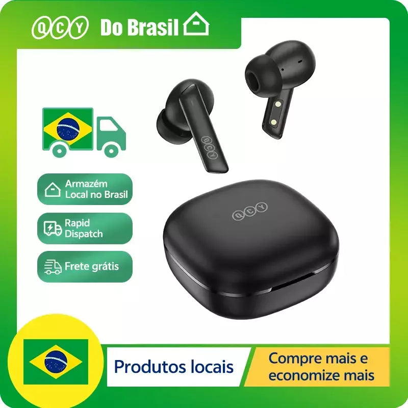 QCY HT05 ANC fone de ouvido sem fio 40dB cancelamento de ruído Bluetooth 5.2 fone de ouvido 6 microfone ENC HD chamada TWS fones de ouvido modo de transparência